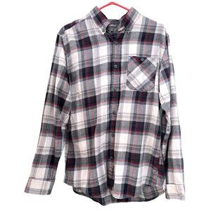 Eddie Bauer Men's Medium M Plaid Button-Down Shirt Long Sleeve Black